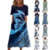 Женские повседневные платья Платья с принтом Летние платья Плиссированные свободные платья с круглым вырезом и принтом