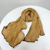 Vintage Cotton Linen Feeling Warm Scarf Solid Color Warm Shawl with Floral Brim Korean Versatile Pleated Autumn and Winter Scarf