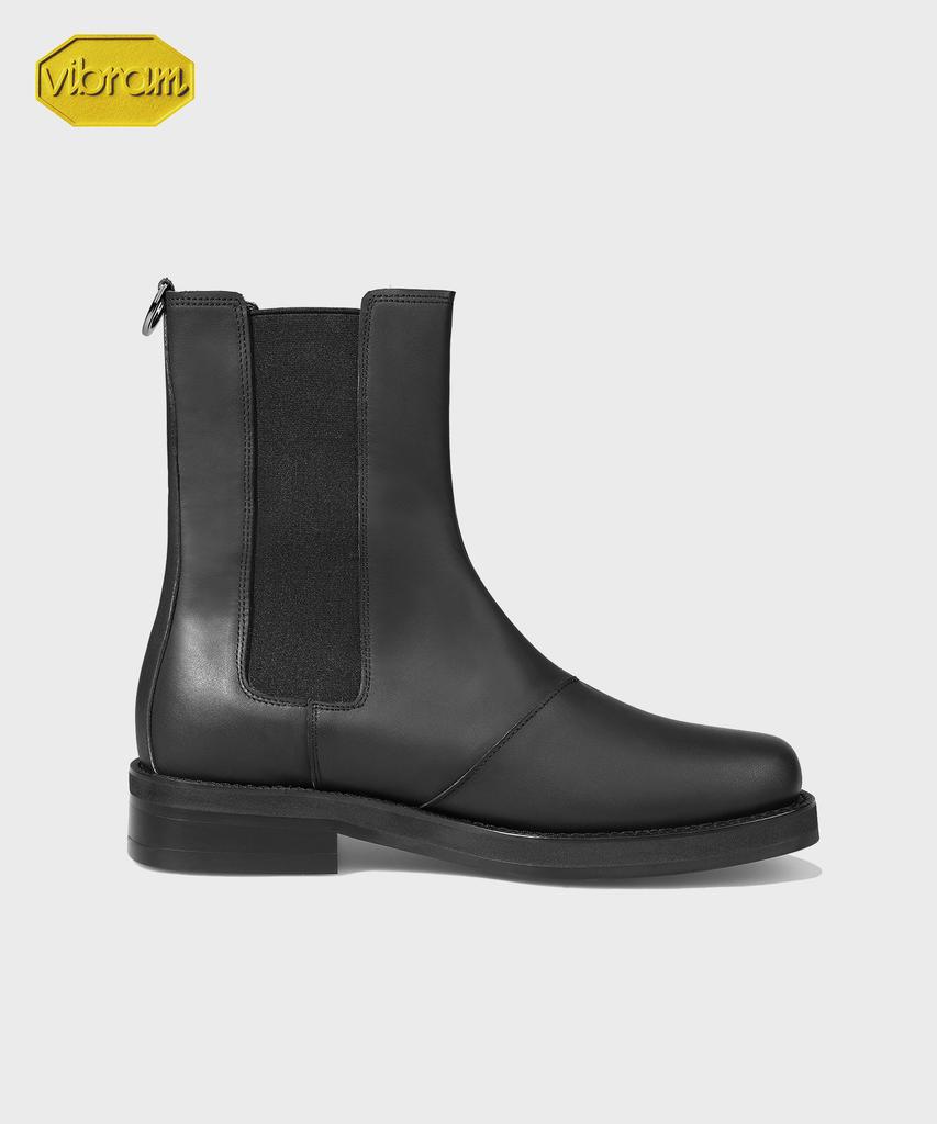 Firenze Atelier [Vibram] Minimal Line Pull-Up Leather Chelsea Boots 9900 [Matt Black]
