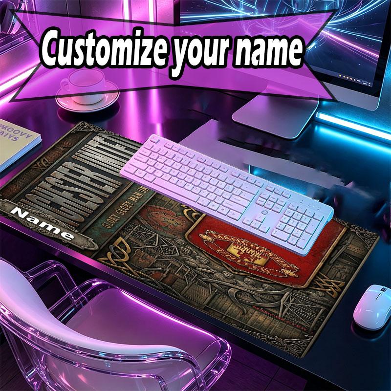 Custom Name Personalized Manchester United Pattern Mousepad, Laptop PC Desk Mat, Decorative Desk Mat for Home Keyboard Pad Gift