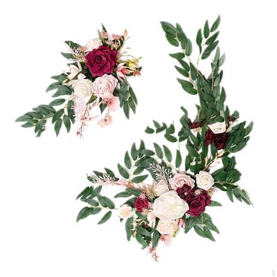 Цветочный Swag ручной работы, висящий с зелеными листьями, свадебная арка, венок из роз для фона