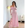 European and American one-word shoulder spell long-sleeved dress women's 2026 summer new fashion temperament skirt