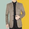 "Men's Woolen Stand Collar Jacket for Spring, Autumn, and Winter - Business Casual Middle-Aged Coat"