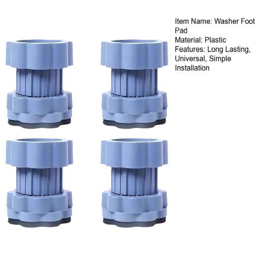 4Pcs Washing Machine Mat Universal Heightening Pads Easy Installation Anti-Vibration Shock Absorbing Washer Dryer Foot Pads