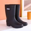 Сапоги из непромокаемой кожи женские Four Seasons Fashion Outdoor Mid-tube Водонепроницаемые нескользящие резиновые туфли Модные сапоги из непромокаемой кожи