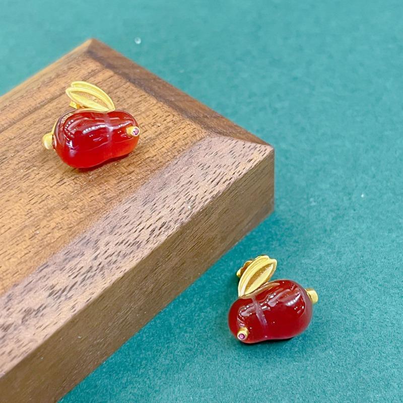 Индивидуальные ретро-имитация нефритового красного кролика, геометрические серьги-джокеры, женские украшения