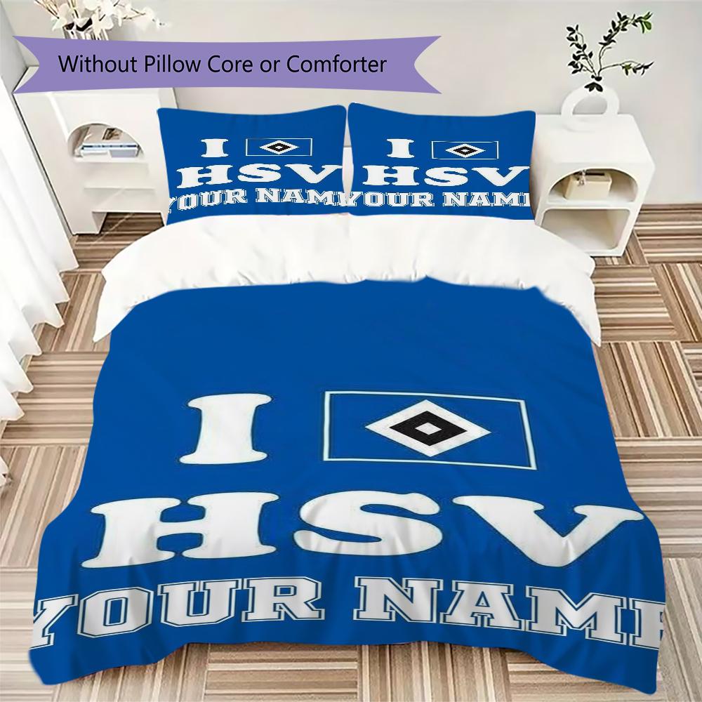Custom Name Hamburger SV Pattern Bedding uilt Set uilt Cover Pillowcase Home Decoration Birthday Gift (1*duvet cover+2*pillowcase without core)
