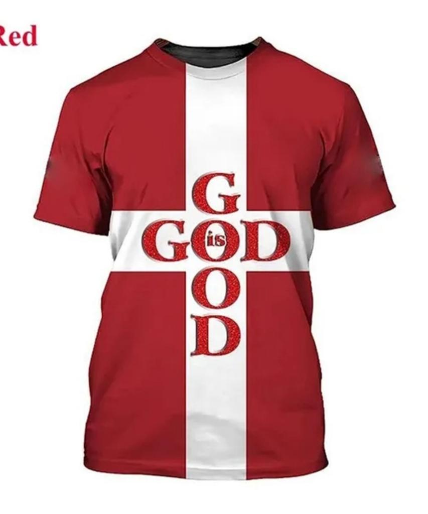 Summer Round Neck 3D Jesus Pattern Print Top Fashionable Casual Short Sleeved Men's T-shirts