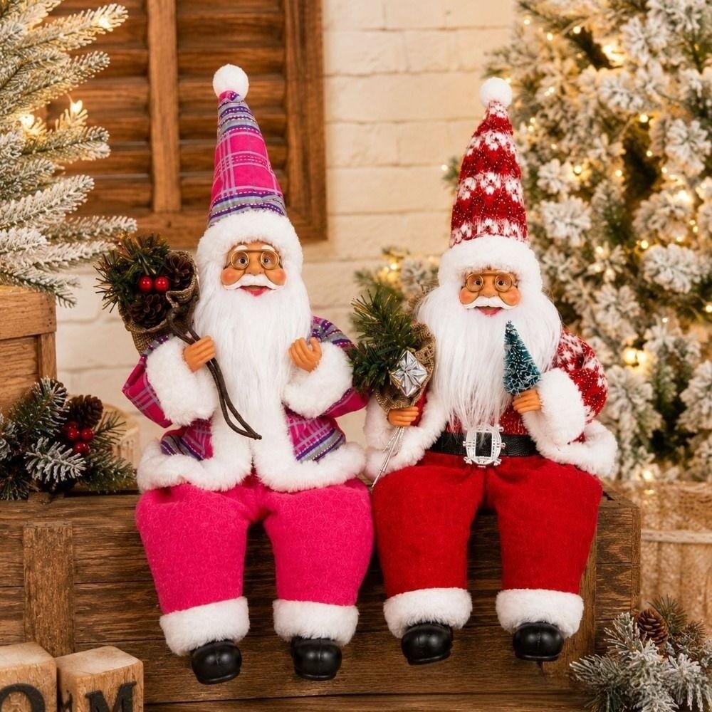 40cm Seated Santa Figurine Seated Christmas Figurine New Christmas Santa Doll Christmas Home Decor