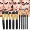 10Pcs Facial Brush Set Lint-free Makeup Tools Wood Durable Multifunctional Foundation Eye Shadow Powder Brushes Kit for Beauty