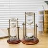 European Style Wooden and Metal Rotating 15-Minute Hourglass Timer - Office Decor, Home Ornament, Student Gift