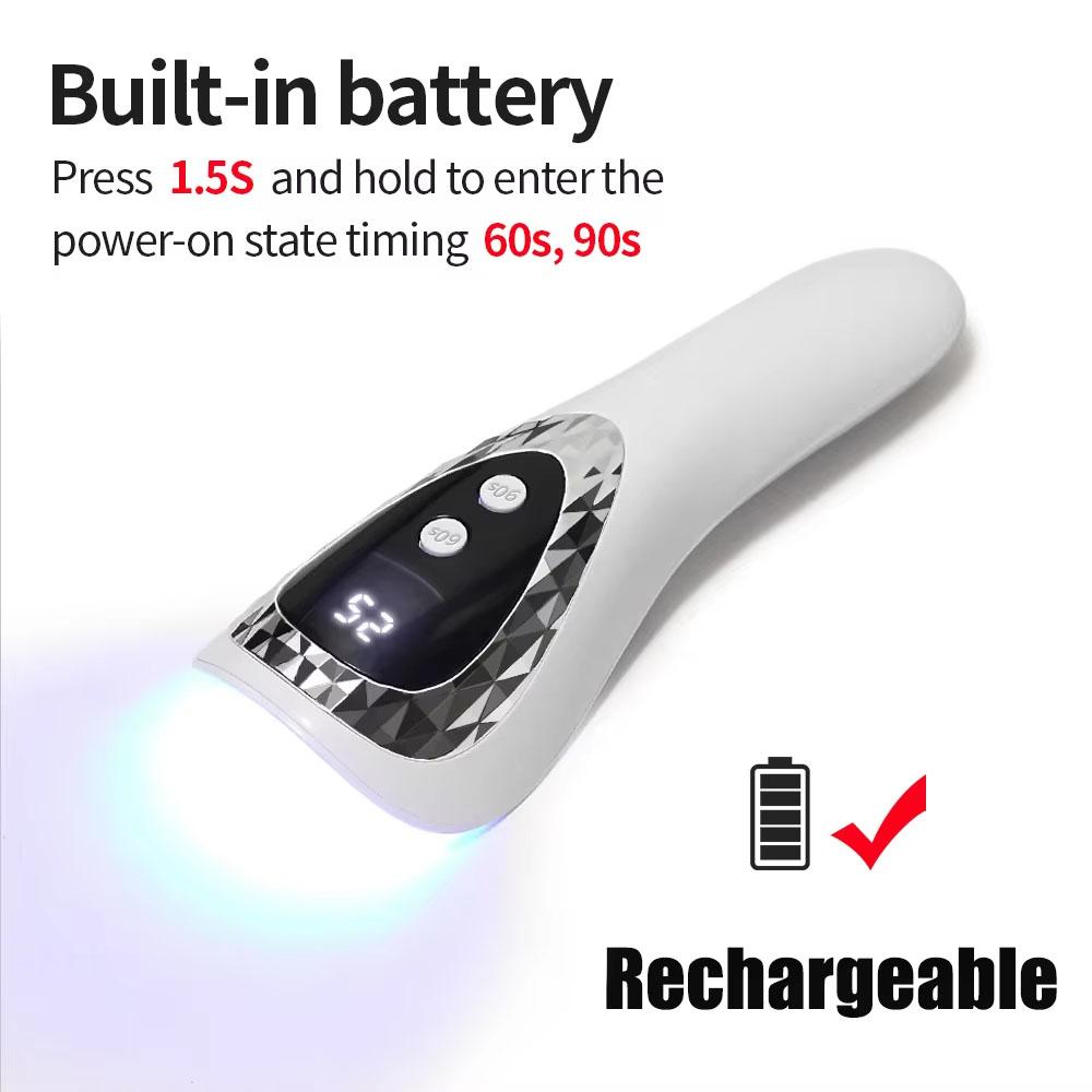 YIKOOLIN Handheld UV LED Nail Lamp Mini Manicure Nail Dryer with 5 Lamp Beads Quick Drying USB Rechargeable Gel Nail Polish Ligh