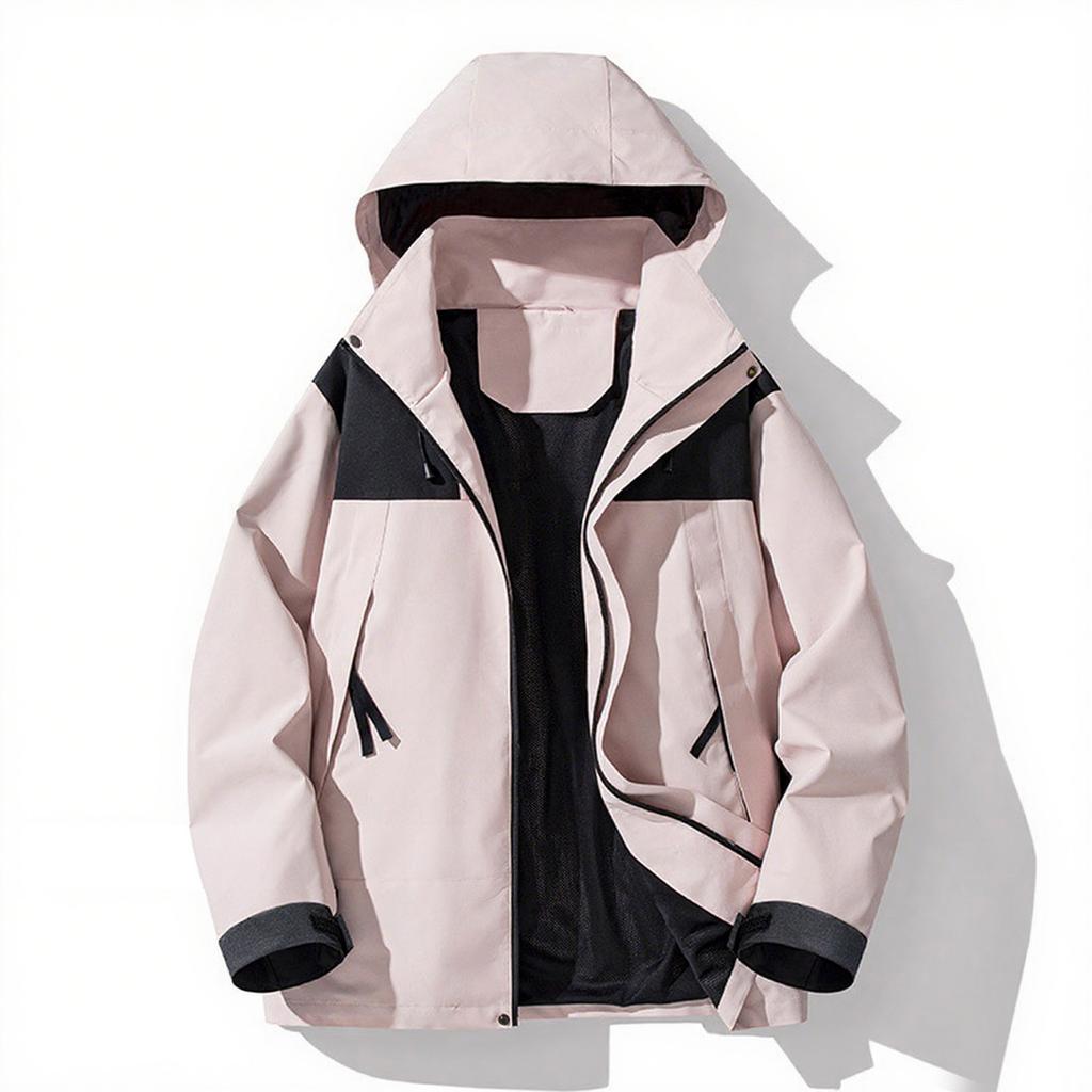 Men's Colorblock Outdoor Jacket Couple's Leisure Sports Mountaineering Camping Loose Coat