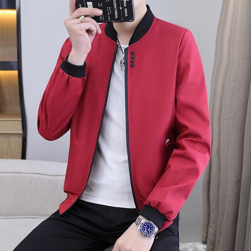 Jacket Men's Spring and Autumn New Work Jacket Men's Solid Color Loose Trendy Baseball Uniform Men's Casual Sports Jacket