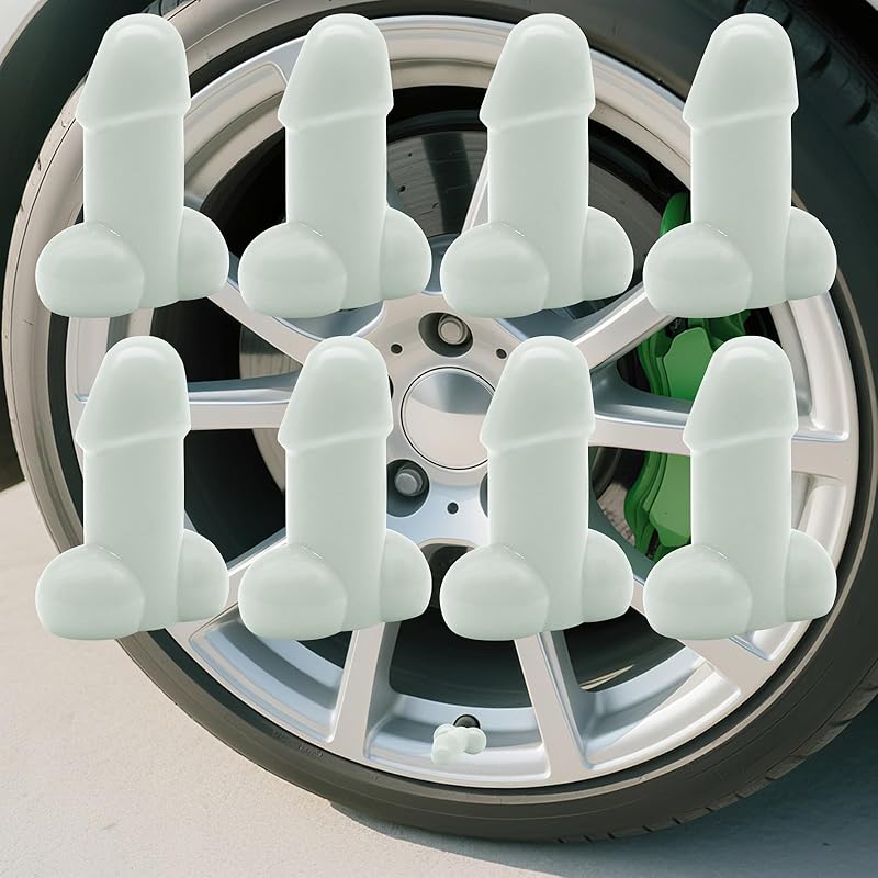 Tire Valve Stem Caps Funny | Prank Valve Stem Covers | Glow in The Dark Tire Air Caps | Fluorescent Dustproof Waterproof Durablel Universal Wheel
