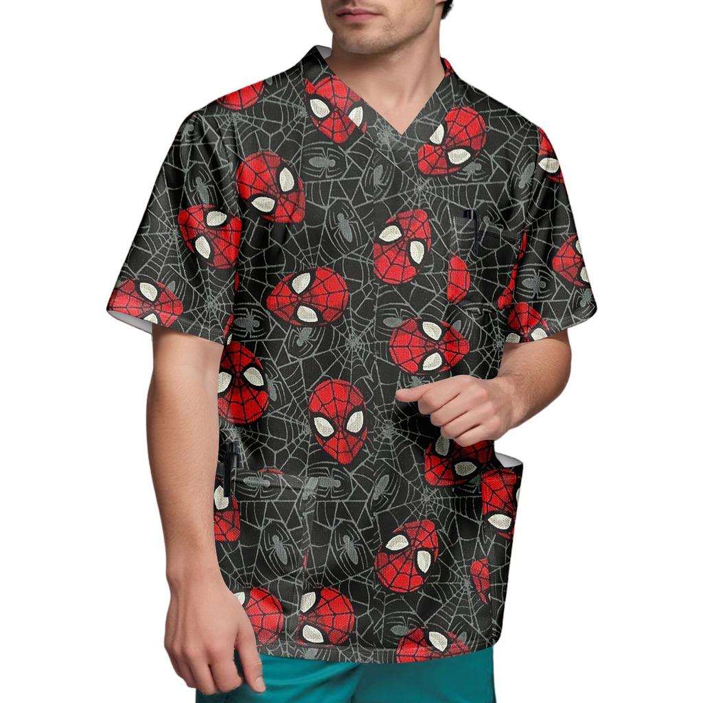 Мужской топ с коротким рукавом и V-образным вырезом с принтом нагрудного кармана