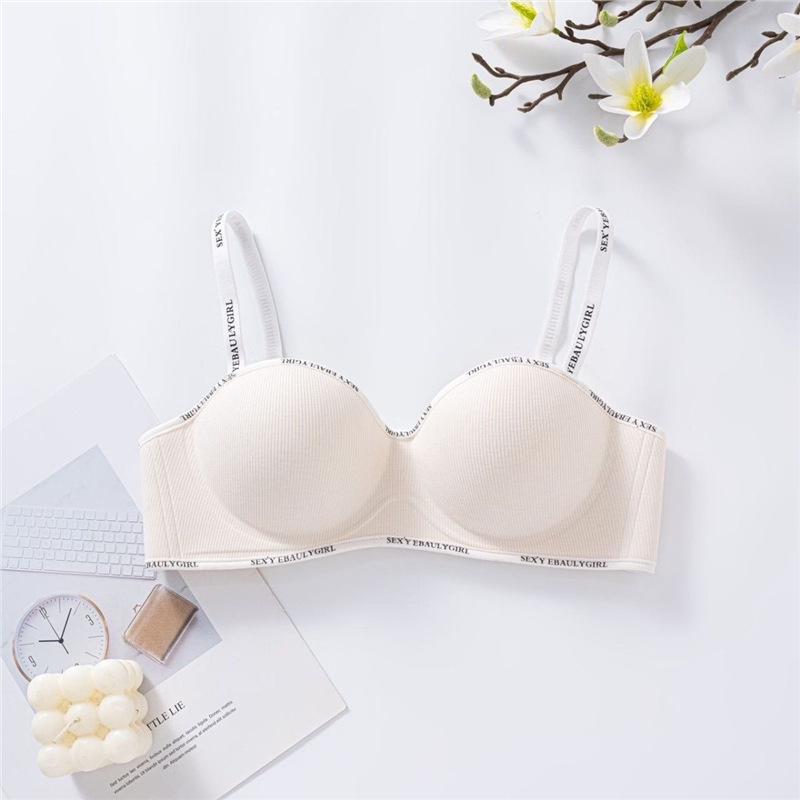 Seamless Wireless Bra for Women with Small Chest and Letter Strap Design