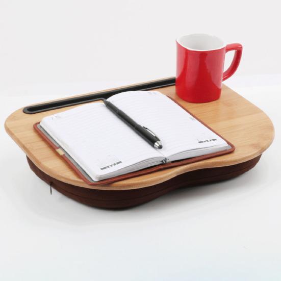 Bamboo Bed Table with Cushion Base Anti-Slip Plugs Laptop Tablet Folding Desk Sturdy Natural Bamboo Surface Bed Tray