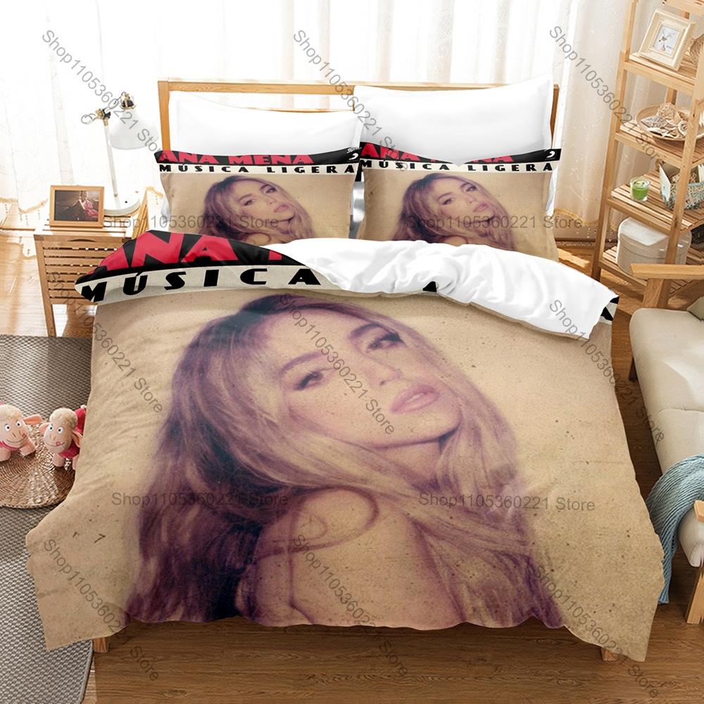 Ana Mena Retro Dark Stage Spanish Latin Pop Singer Album Print Duvet Cover + 2 Pillowcases Grunge Urban Microfiber Bedroom Decor