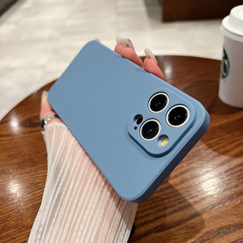 Liquid Silicone Shockproof Matte Case For iPhone 16E 16 Pro Max 15 Plus 14 Pro 13 12 11 Pure Color Slim Soft Anti-Fall Phone Cover