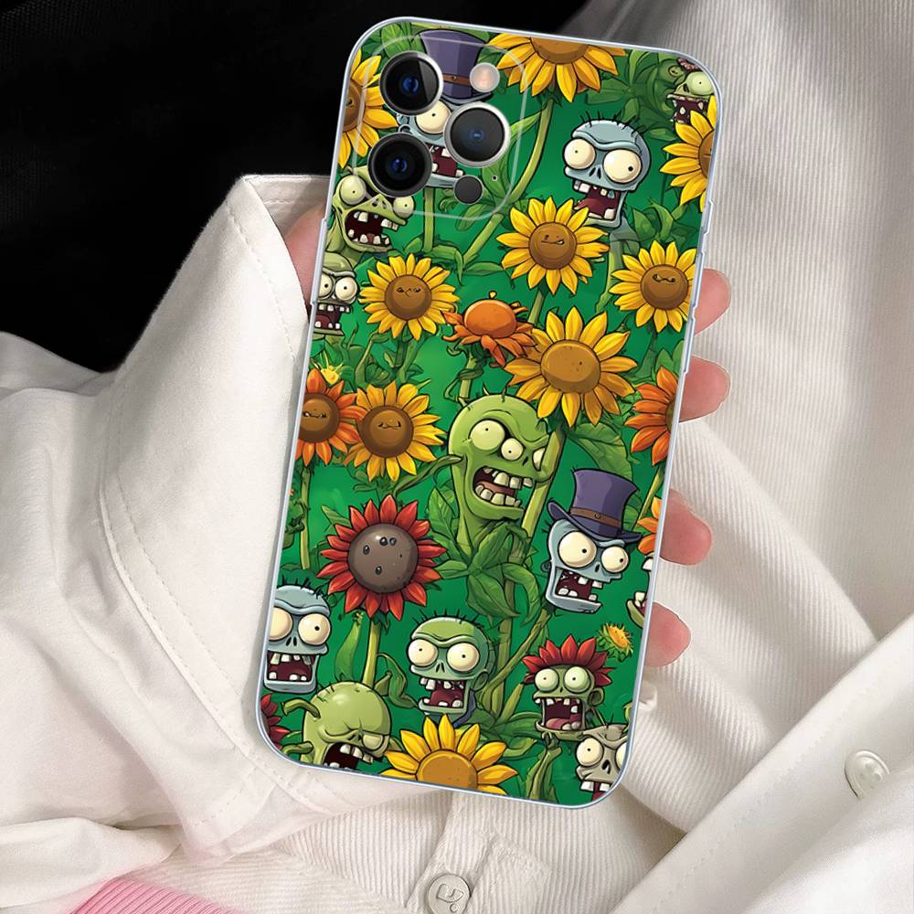 P-Plants Vs Z-Zombies Для IPhone 17 16 15 11 12 13 14 Pro Max Мягкий ТПУ Силиконовый Задний Чехол Прозрачный Чехол
