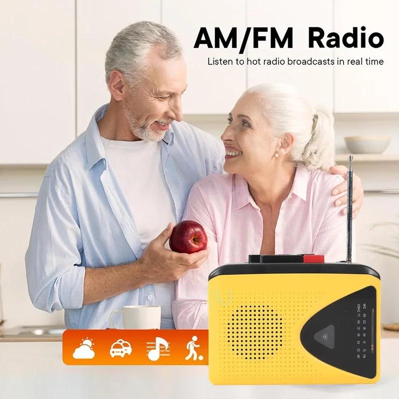 Портативный кассетный плеер - Запись на кассету, AM/FM радио, Стерео, с микрофоном, динамиком и разъемом 3,5 мм