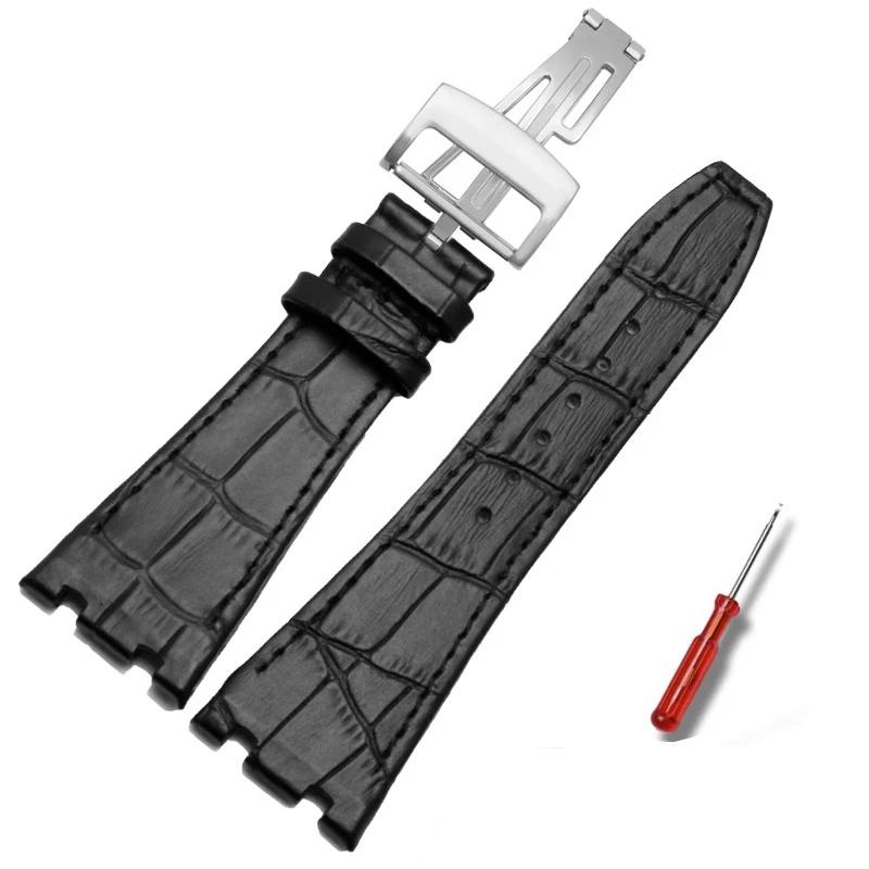 Top Layer Genuine Leather Watch Strap for AP Audemars15400 Royal Oak Offshore Series Male 26mm Blue Black Brown Watchbands