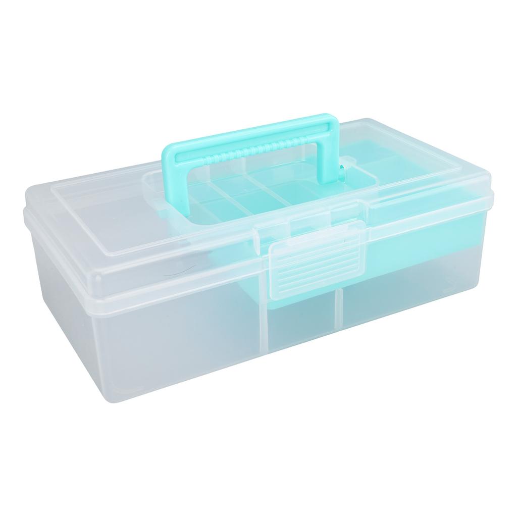 Fishing Bait Box Plastic Lure Case Double Sided Clear with Buckle Comfortable Handle Fishing Tackle for Outdoor Jigs