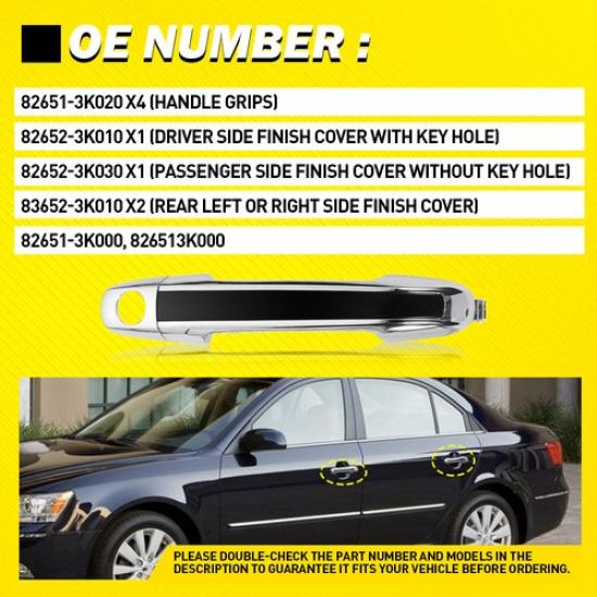 4X For Hyundai 2005-2010 Sonata Exterior Door Handle Front Rear Driver Passenger