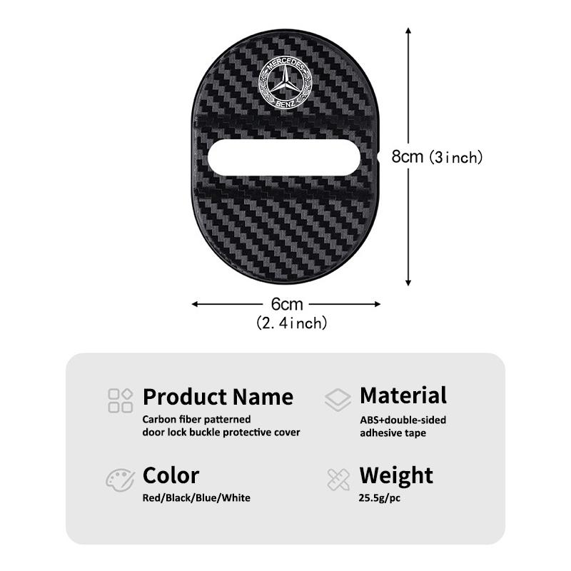 AABIA1 For Benz Car Door Lock Anti Rust Protective Cover Carbon Fiber Door Lock Protection Accessories AMG CLA CLS C180 C200 W204 W205