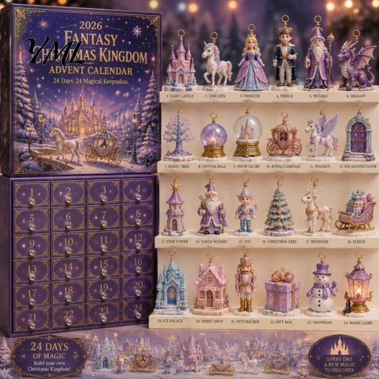 Christmas Advent Calendar 2024 2026 Nutcracker Calendar, 24-Day Acrylic Ornament Set with Classic Holiday Countdown Gift for Kids Soldier Figures,