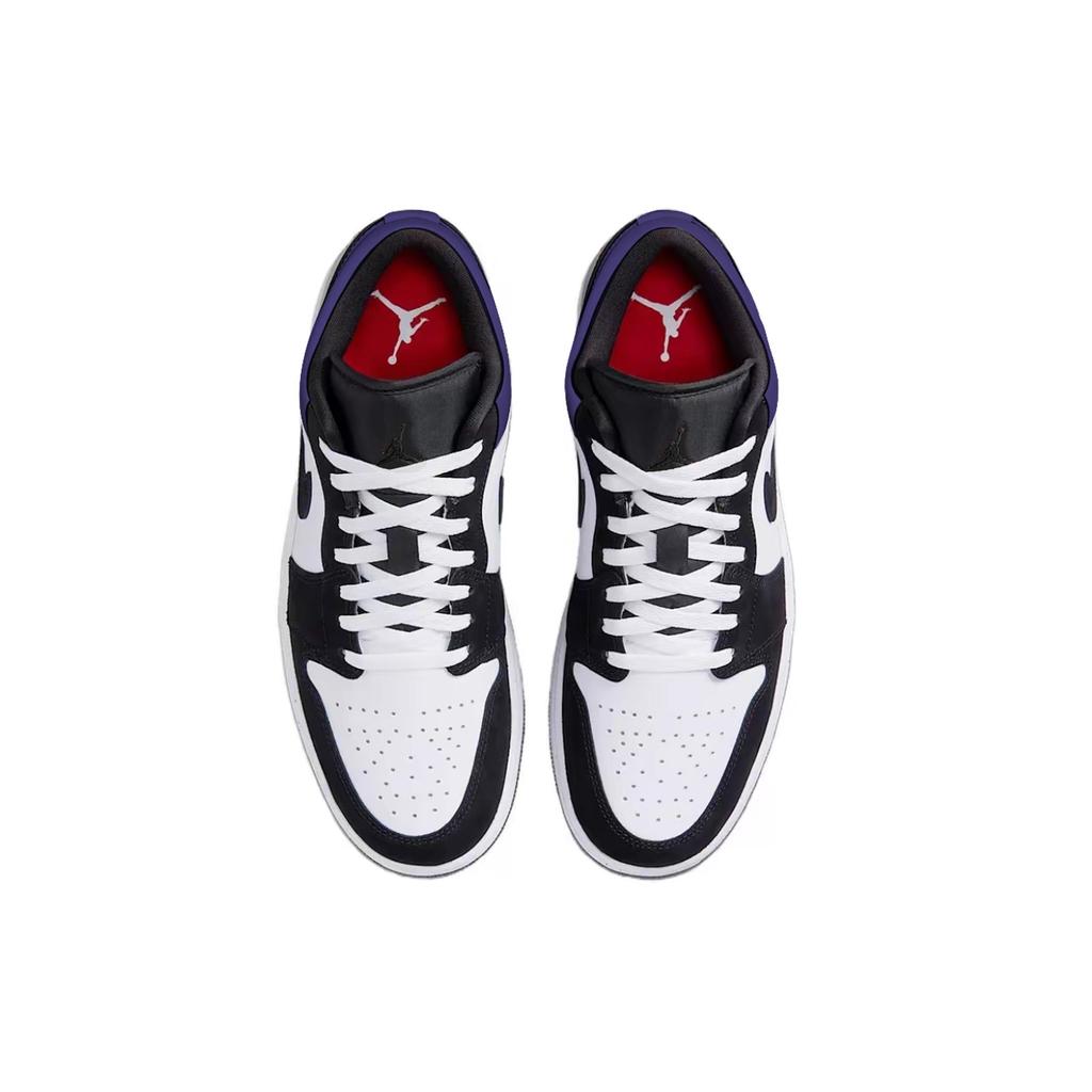 Jordan Air Jordan 1 Purple Toes Низкие кроссовки для баскетбола с защитой от истирания, винтажные, унисекс, Черно-фиолетовые HF3148-106(Команда1291-)