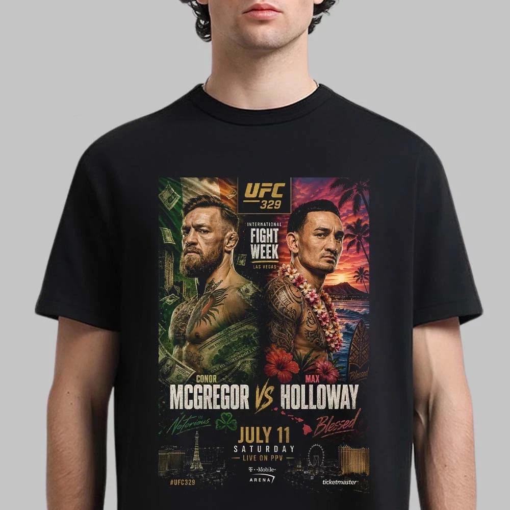 НОВЫЙ! UFC 329 Конор Макгрегор против Макса Холлоуэя Notorious против Blessed Футболка 11 июля