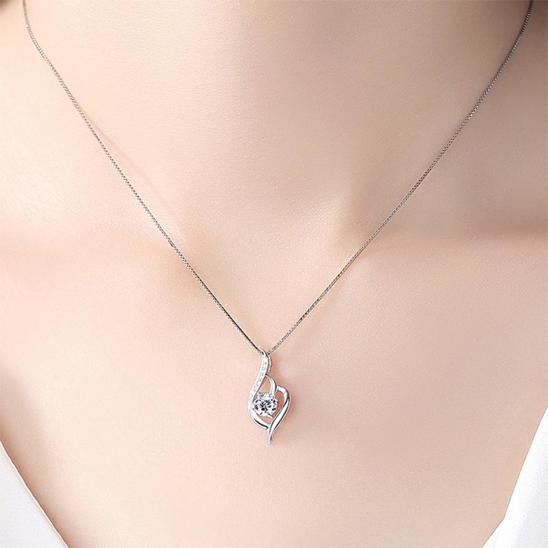 Серебряный кулон-ангел S925, женское ожерелье с микро-инкрустацией, украшение из серебра