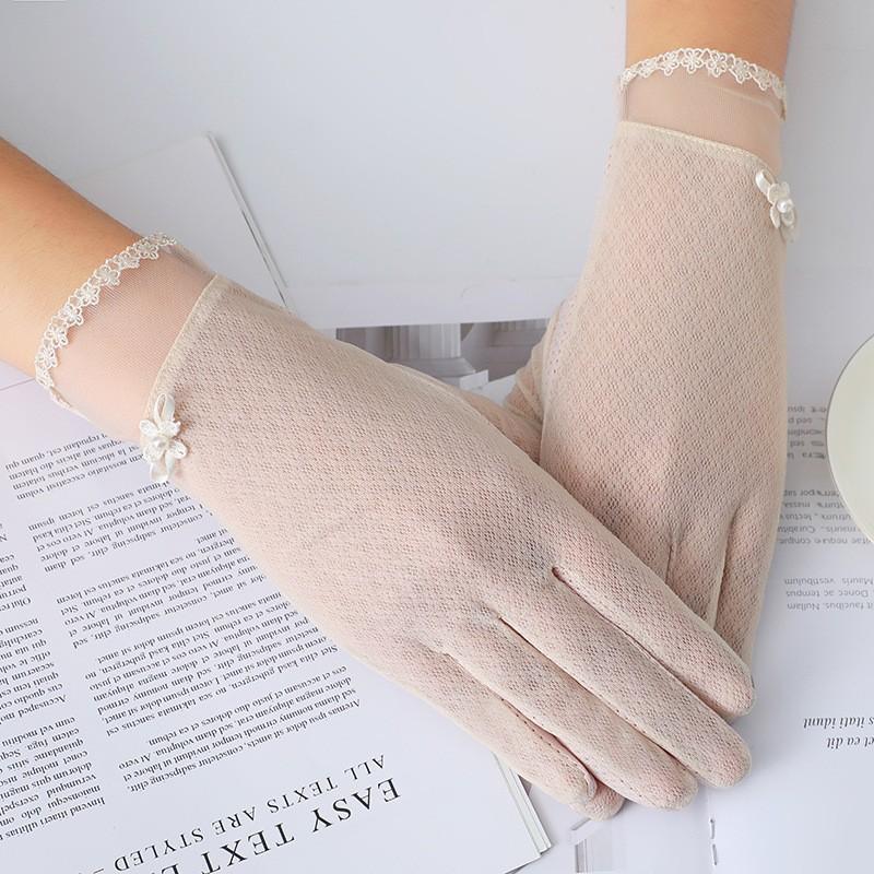 Женские перчатки для защиты от солнца Весенние и летние тонкие кружевные перчатки с сенсорным экраном Водительские дышащие уличные солнцезащитные велосипедные перчатки