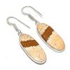 Натуральный Камень Яшма Картина Ручная Работа Серьга из Стерлингового Серебра 925 пробы 1,77" AE-11624