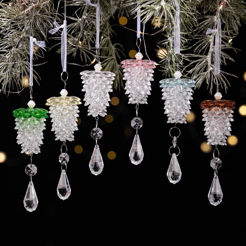 New Acrylic Christmas Tree Pendant Simulated Pinecone Transparent Crystal Pinecone Pendant Christmas Pendant Home Decoration