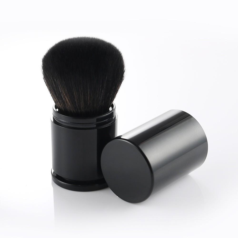 Compact Retractable Travel Powder Brush - Soft Makeup Tool for Blush and Beauty Touch-Ups