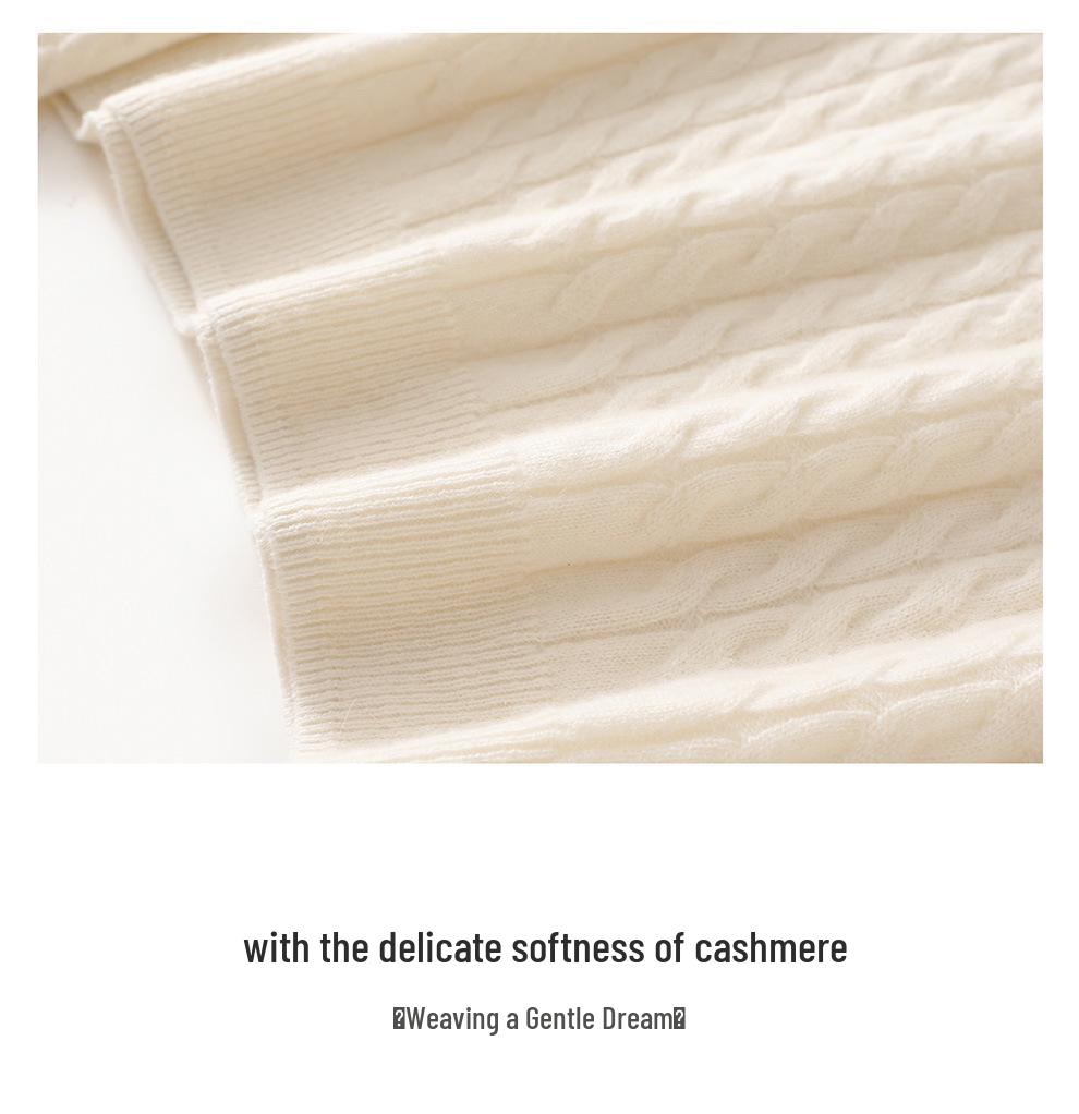 New Style Simple Temperament Women's Cashmere Hoodie Sweater with Full Body Cable Knit Base Layer