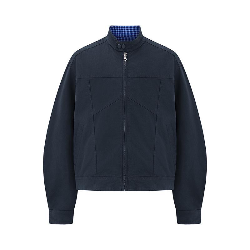 QIYOU Autumn 2025 Retro Japanese Unisex Stand Collar Bomber Jacket