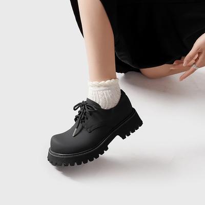 Нишевые туфли дерби с круглым носком и большой головой из углеродной сажи, трендовые мужские и женские туфли Микки, повседневные кожаные туфли на платформе, формальные туфли для работы, маленькие кожаные туфли