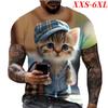 Футболка размера XXS-6XL с 3D-принтом, кошка, собака, мужская футболка с забавным принтом животных, летние модные повседневные топы с круглым вырезом, футболка
