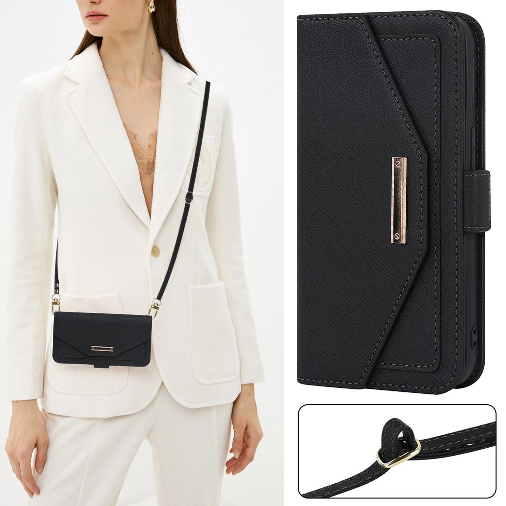 Чехол-подставка для Google Pixel 9a, текстура крест-накрест, кошелек из ПУ кожи, чехол для телефона с плечевым ремнем/зеркальцем для макияжа