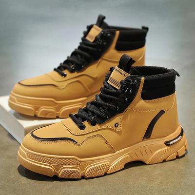 Модные мотоциклетные ботинки для мужчин 2025 года, зимние рабочие короткие ботинки в британском стиле, классические повседневные спортивные туфли с высоким берцем