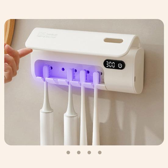 Держатель зубной щетки с двухдиапазонной УФ-стерилизацией, сенсорным управлением, цифровым дисплеем, перезаряжаемый самоклеящийся органайзер для зубных щеток