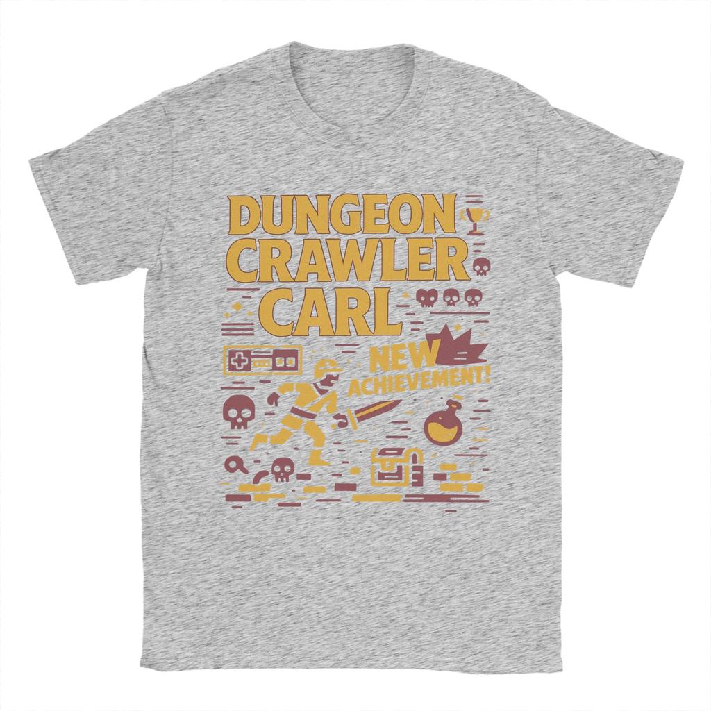 Men TShirts Dungeon Crawler Carl New Achievement Novelty Pure Cotton Tee Shirt Short Sleeve T Shirt Crewneck Clothes Plus Size