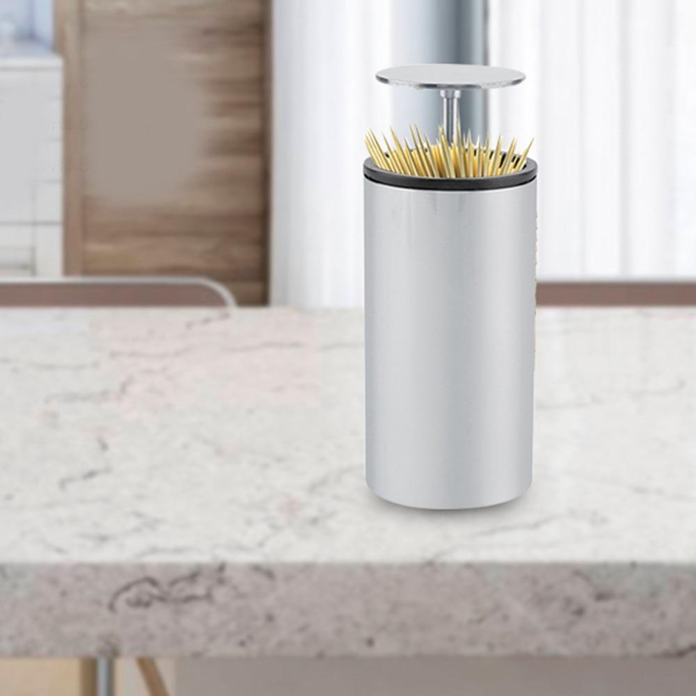 Stainless Steel Toothpick Holder Press System Toothpick Box Toothpick Storage Box Home Use