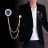 Корейская круглая брошь с драгоценным камнем Мужская цепочка с кисточкой Булавка Аксессуар для костюма