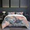 Sky Blue And Pink Mixed Mottled Marble Imitation Marble Craft Theme Quilt Cover Set Zipper Design Machine Washable