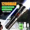 New Outdoor Strong Light LED Zoom Flashlights White Laser High Power Ultra Long Range Torch Rechargeable OLED Display Flashlight